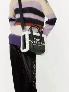Marc Jacobs Black Tote with Cream Shearling Trim